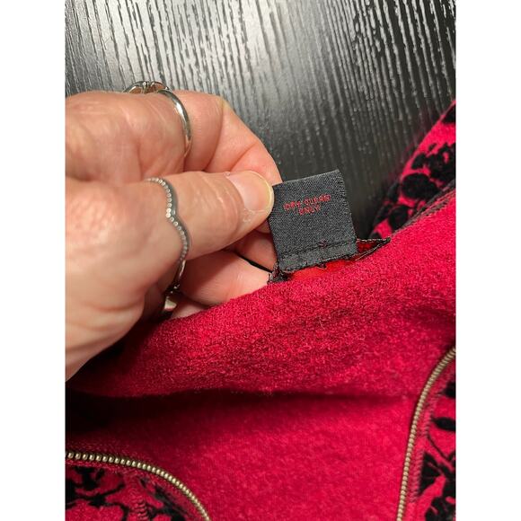 Sara Isabella Felted Wool Blend Shacket/Zip Up Sweater with Velour Embossing - Picture 7 of 9